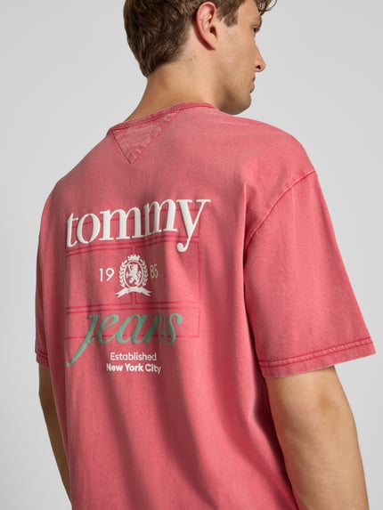 Tommy Jeans Regular fit T-shirt van puur katoen Felroze - 3