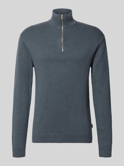 JACK & JONES Slim Fit Strickpullover aus reiner Baumwolle Modell 'MILANO' Petrol 1