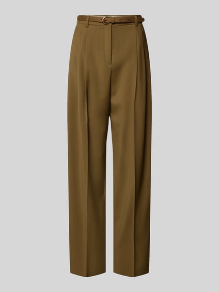Max Mara Studio Wide Leg Hose aus reiner Schurwolle Khaki 2
