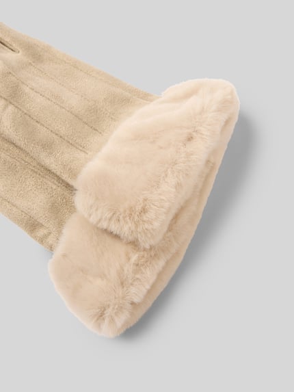 EEM Handschuhe mit Kunstfellbesatz Beige 2