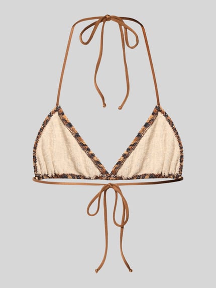Produktfoto, Bikini-Oberteil mit Schnürung Modell 'LEAH' von MC2 Saint Barth im Allover-Look, Material-Mix mit Stretch-Anteil, beigebraun, strukturierte Optik