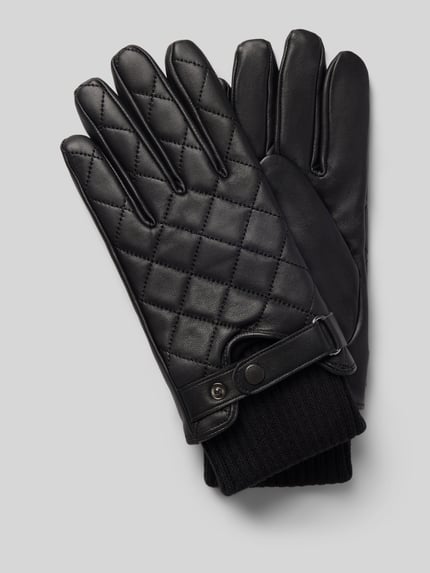 Barbour Handschuhe aus Rindsnappa mit Riegeldetail Black 1