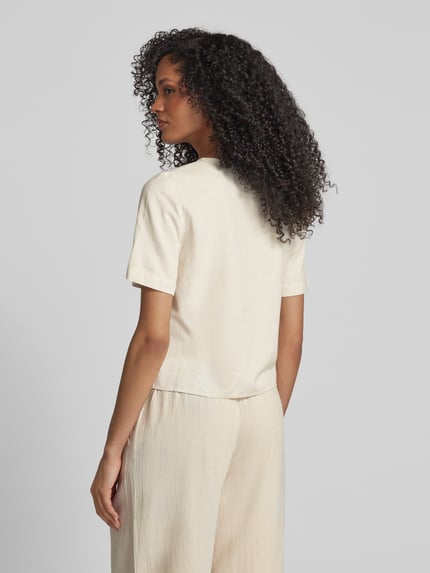 VILA Regular Fit Bluse aus Viskose-Mix mit Leinen-Anteil Beige 5