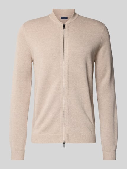 Christian Berg Men Kardigan rozpinany o kroju slim fit z mieszanki wełny Piaskowy melanż 2