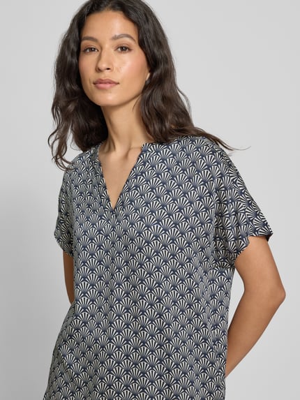 Milano Italy Regular fit blouseshirt met tuniekkraag Marineblauw - 3
