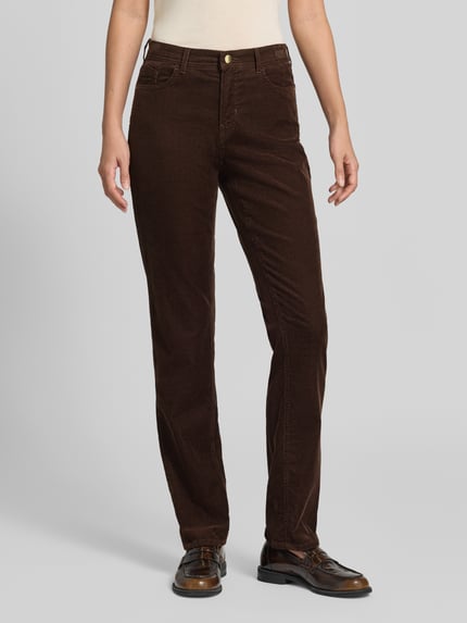 Brax Smalle broek van mix van katoen en lyocell model 'CAROLA' Donkerbruin - 4