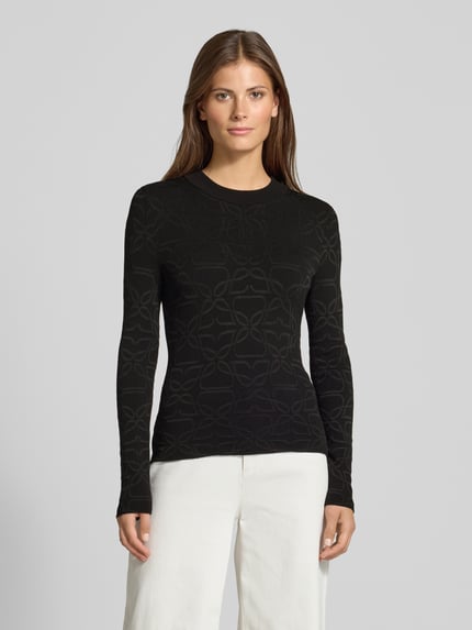HUGO Longsleeve aus Viskose-Mix in Strick-Optik Modell 'Satero' Black 4