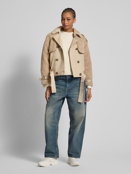Pepe Jeans Regular Fit Jacke mit Kunstfellbesatz Modell 'FIONA' Taupe 1