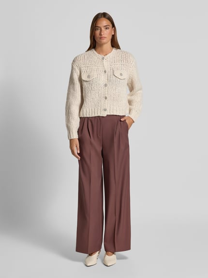 Oui Regular Fit Strickjacke mit Mohair-Anteil Beige Melange 1