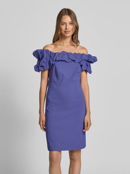 YAS Cocktailkleid mit Carmen-Ausschnitt Modell 'CARRIE' Bleu 4