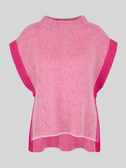 Marc Cain Pullunder aus Schurwolle mit Seitenschlitzen Pink 2