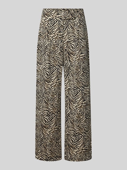 ICHI Wide leg stoffen broek met bandplooien, model 'KATE' Zwart - 2