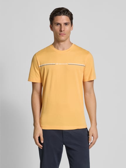 Tom Tailor Regular fit T-shirt van puur katoen met print Abrikoos - 4