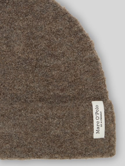 Marc O'Polo Mütze aus Schurwolle mit Label-Detail Taupe 2