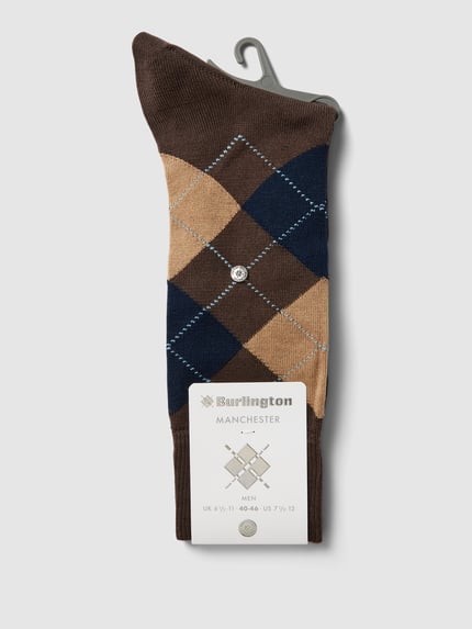 Burlington Socken mit Karomuster Modell 'MANCHESTER' Schoko 3