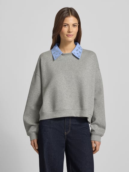 Liu Jo White sweatshirt met Overhemdkraag Lichtgrijs gemêleerd - 4