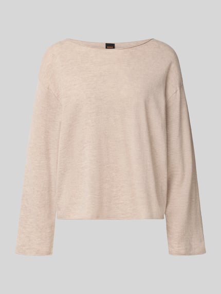 Produktfoto, beżowy sweter o prostym kroju i delikatnej fakturze, Regular Fit Pullover aus Kaschmir-Schurwoll-Mix Modell 'C_Faprosa' von BOSS Orange, damski sweter