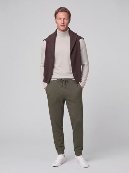HUGO Regular fit sweatbroek van katoenmix model 'Austin' Olijfgroen - 1