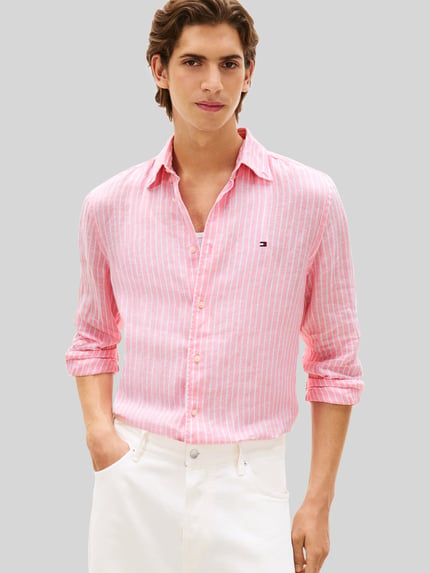 Tommy Hilfiger Regular Fit Freizeithemd aus reinem Leinen Rosa 4