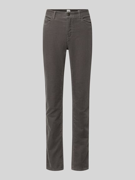 Productfoto, smalle broek uit katoenmix model 'mary' van brax in bruin met zichtbare textuur, dames smalle broek van brax