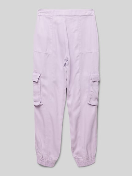 GUESS Baggy fit cargobroek met labelstitching Lila - 3