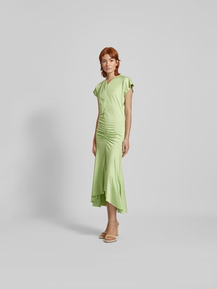 Victoria Beckham Maxikleid mit Raffungen Pastell Gelb Melange 1