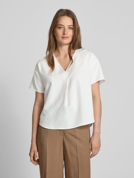 VILA Blusenshirt aus Viskose-Mix mit Leinen-Anteil Modell 'PRISILLA' Weiss 4
