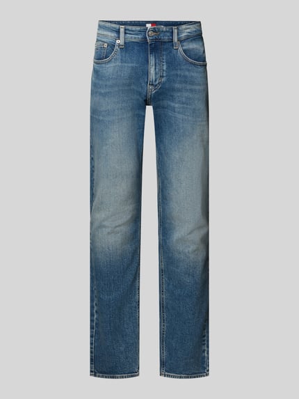 Produktfoto, Slim Fit Jeans aus Baumwoll-Mix Modell 'SCANTON SLIM' von Tommy Jeans in klassischer Denim-Optik mit 5-Pocket-Design und Logo-Stitching