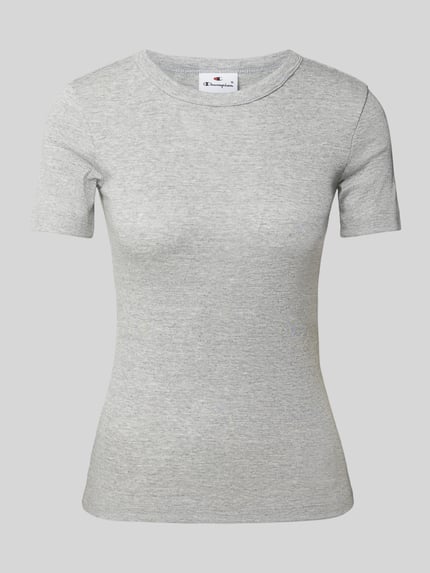 Champion T-shirt z prążkowanym okrągłym dekoltem Jasnoszary 2