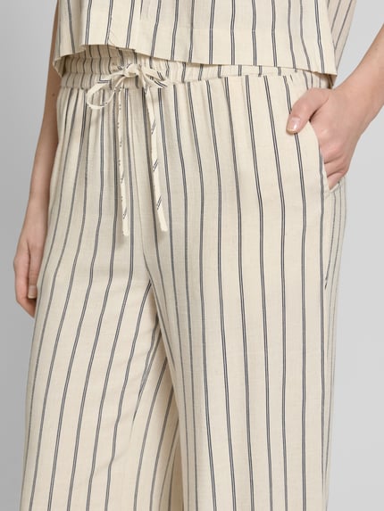 Selected Loose Fit Stoffhose aus Viskose-Leinen-Mix Modell 'VIVA' Beige 3