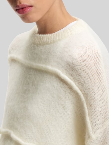 HUGO Blue Oversized Pullover aus Material-Mix mit Woll-Anteil Ecru 3