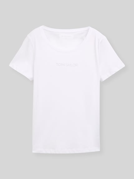 Tom Tailor Regular Fit T-Shirt mit Label-Schriftzug Weiss 2
