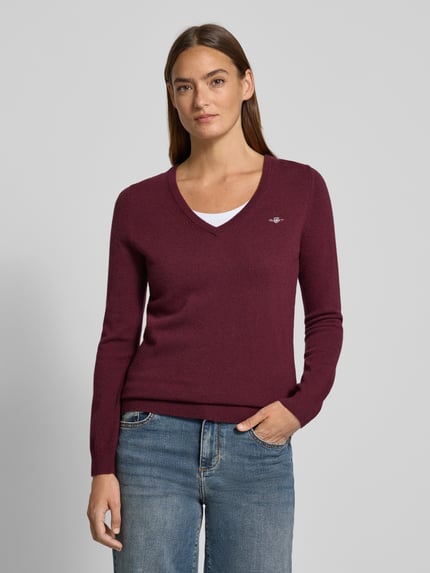 GANT Strickpullover aus Lammwoll-Mix mit V-Ausschnitt Bordeaux 4