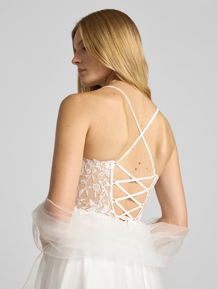 Mascara Brautkleid mit floralem Spitzenbesatz Weiss 6