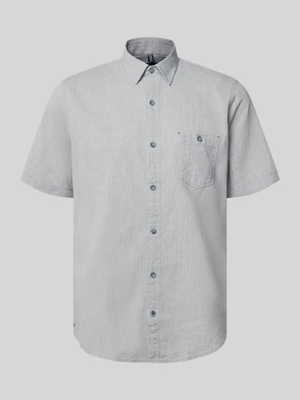 Produktfoto, Regular Fit T-Shirt aus Baumwoll-Mix von Lerros in hellgrau, Kurzarm mit Rundhalsausschnitt und Label-Detail, Herren T-Shirt, Rückenlänge 68 cm, Schulterbreite 43 cm, Ärmellänge 22 cm