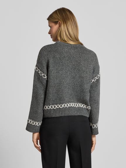 ONLY Comfort Fit Strickpullover mit Kontrastdetails Modell 'AMANDA LIFE' Anthrazit Melange 5