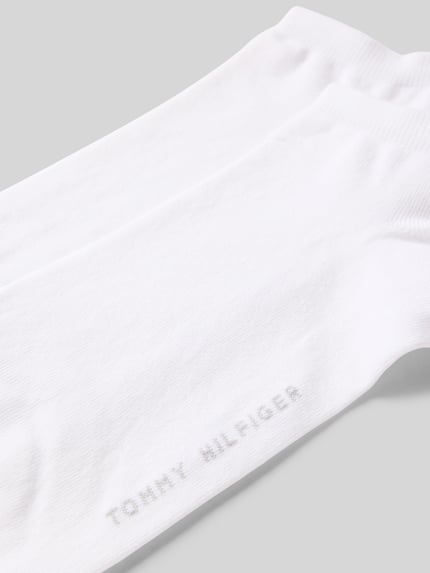 Produktfoto, Sneakersokken met labelopschrift in set van 2 van Tommy Hilfiger, dames, wit katoenmix met stretch, ribboordjes