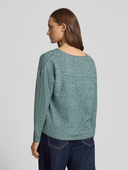 ONLY Sweter o kroju regular fit z dekoltem w serek model ‘RICA LIFE’ Butelkowy zielony melanż 5