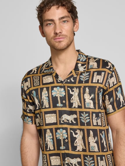 BOARDIES Regular fit vrijetijdsoverhemd met borstzak, model 'Mesopotamia' Zwart - 3