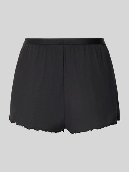 Produktfoto, schwarze Regular Fit Pyjama-Shorts aus Modal-Mix Modell 'HUGO HEART' von HUGO, glatte Textur, Damen Pyjama von HUGO