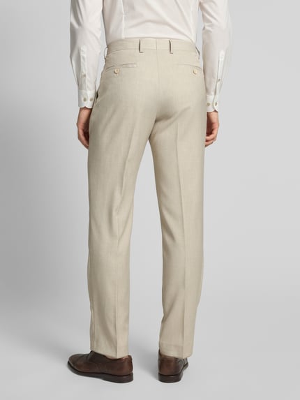 MCNEAL Regular fit bandplooibroek met structuurmotief Beige - 5