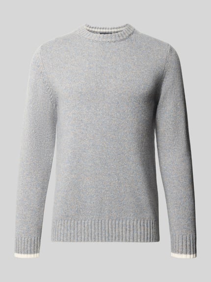 MAERZ Muenchen Pullover aus Wolle mit Rippabschlüssen Hellgrau 1