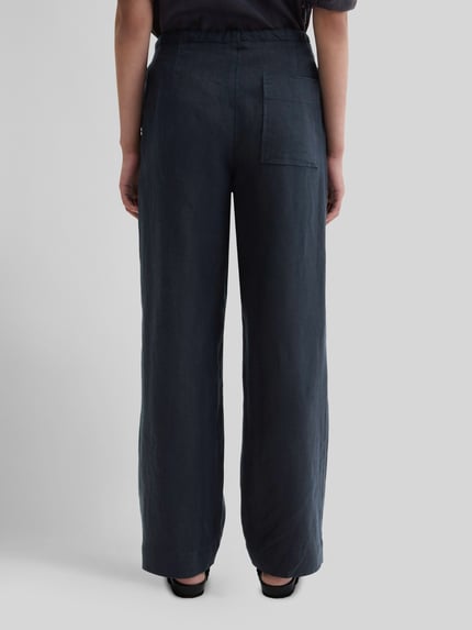 Marc O'Polo Spodnie o kroju straight fit z czystego lnu Granatowy 5