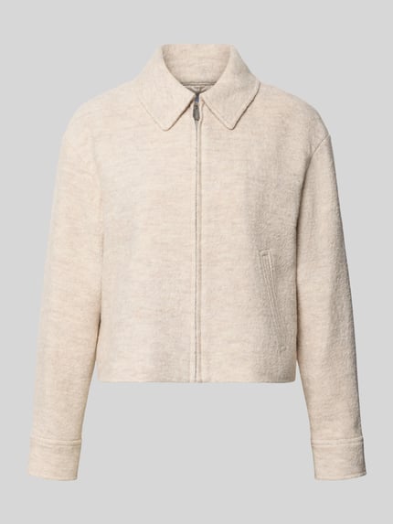 Produktfoto, Regular Fit Blazer aus Viskose-Woll-Mix mit Eingrifftaschen von comma, lichtbeige, zachte textuur, platte kraag, ritssluiting, steekzakken, ruglengte maat 36: 44 cm, borstwijdte 54 cm, mouwlengte 55 cm