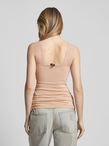PIECES Slim Fit Tank Top aus Viskose-Mix Modell 'BARBERA LACE' Taupe 5