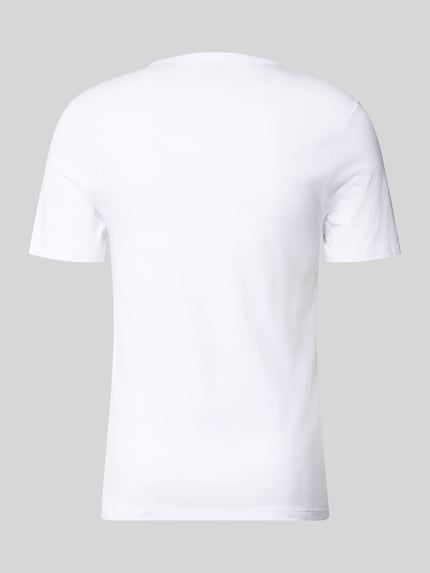 Productfoto, wit t-shirt met korte mouwen van puur katoen, recht model, t-shirt met v-hals in set van 3, model 'Classic' van BOSS, labelstitching