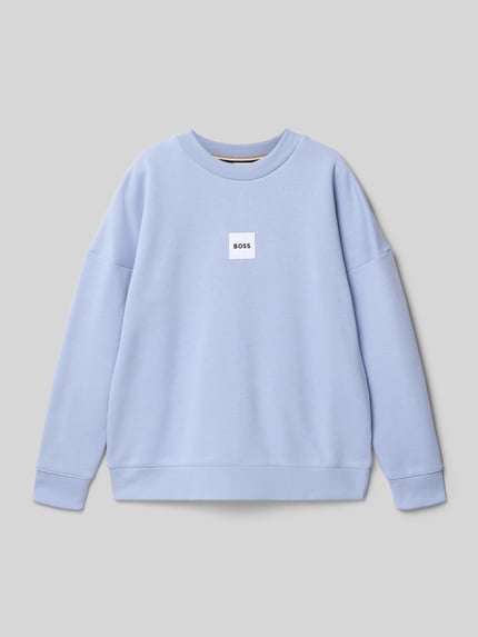 Produktfoto, Regular Fit Sweatshirt aus Baumwoll-Mix von Boss, efekt: jednolity kolor, krój regular fit, naszywka z logo, okrągły dekolt, długi rękaw, mieszanka bawełny
