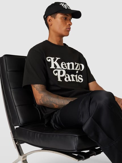Kenzo Baseballpet met labelstitching Zwart - 1