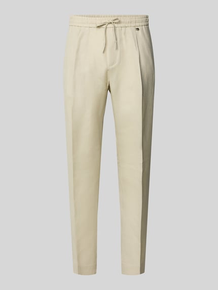 Produktfoto, Regular Fit broek van mix van linnen en viscose model 'NEIL' van Antony Morato, beige, met persplooien, elastische band, heren, bandwijdte maat 50: 44 cm, binnenbeenlengte maat 50: 74 cm