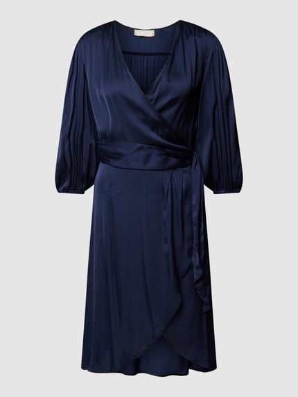 Soaked in Luxury Knielange jurk in wikkellook, model 'Eline' Marineblauw - 2